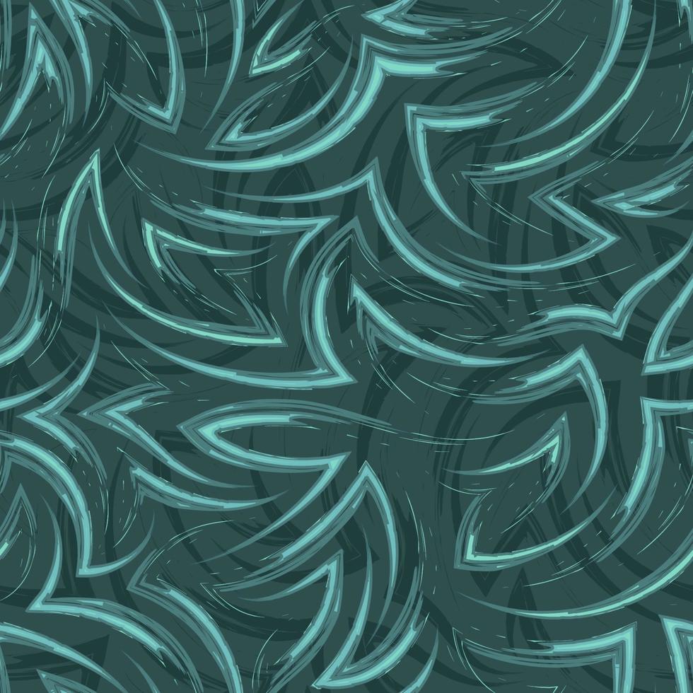 vector sin patrón de líneas fluidas y esquinas en tonos verdes marea. textura de agua o flujo para embalaje y diseño de ropa.