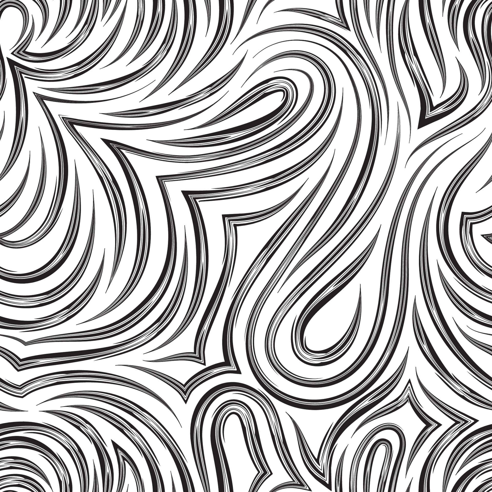 Seamless vector monochrome texture of smooth lines with sharp ends