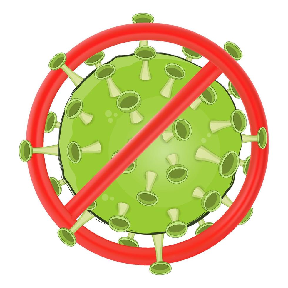 Vector illustration of coronavirus 2019 blocked by red stop sign isolated on white background. Stop coronavirus concept