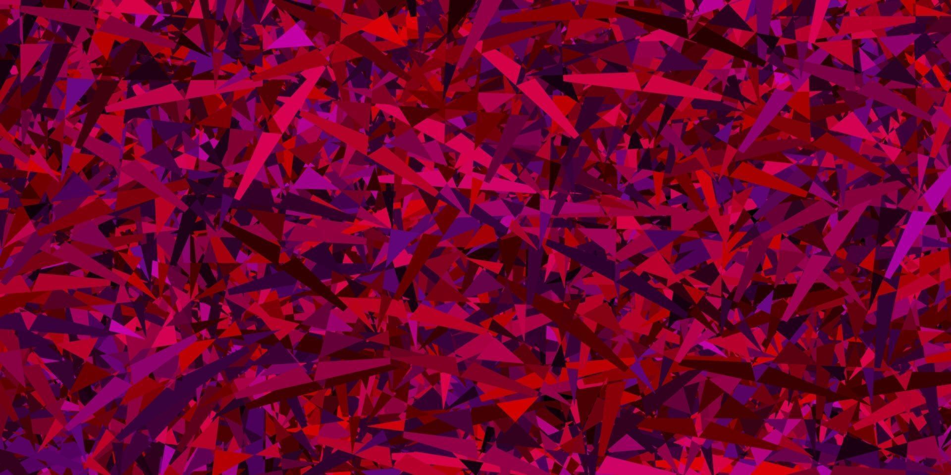 textura de vector rosa claro, rojo con triángulos al azar.