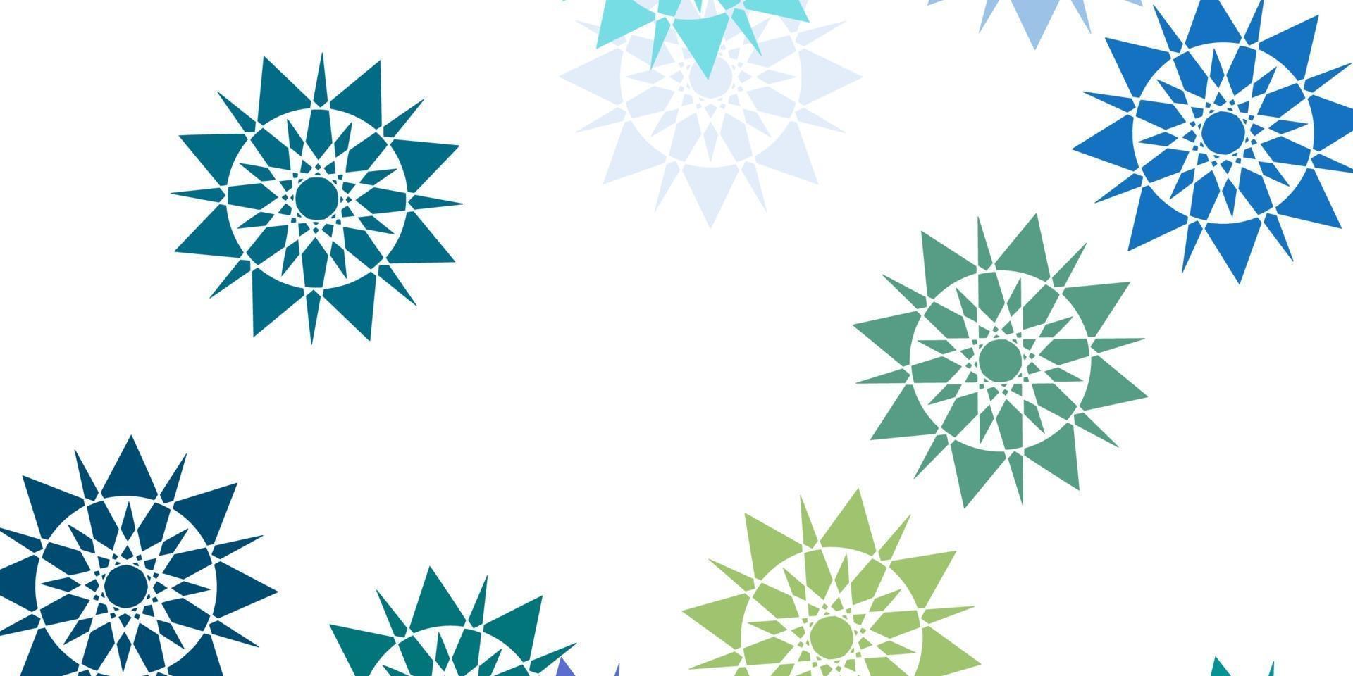 Light blue, green vector layout with beautiful snowflakes.