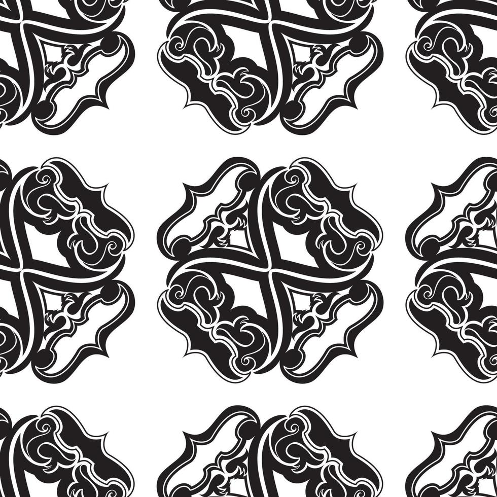 patrón de vector transparente negro de elementos geométricos y abstractos aislados en un fondo blanco. textura de baldosas con un patrón para impresiones o empaques