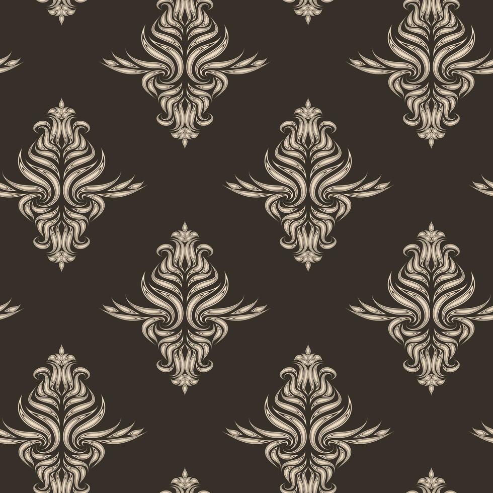 Beige vector seamless pattern. Texture for fabrics or packaging in brown color with floral elements