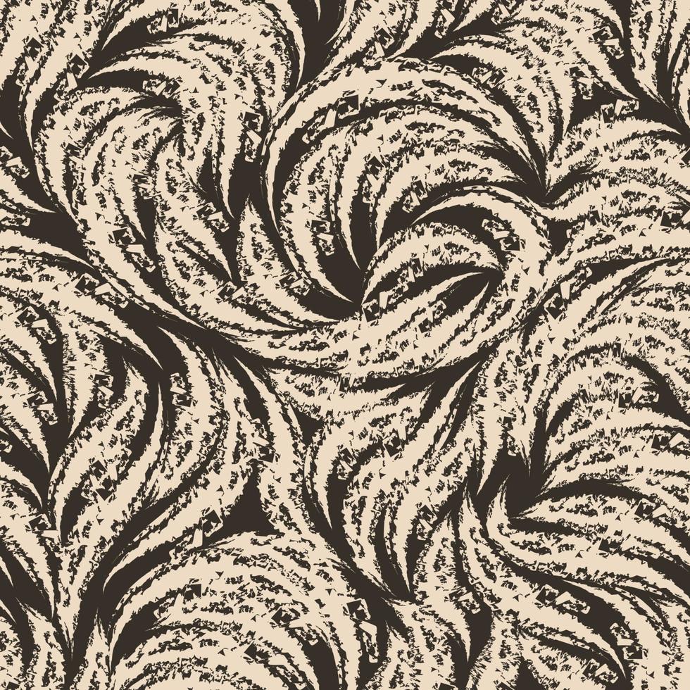 Textura transparente beige grunge de arcos rasgados sobre un fondo marrón. patrón abstracto para estampados o rayas de embalaje de tiza o carbón. vector