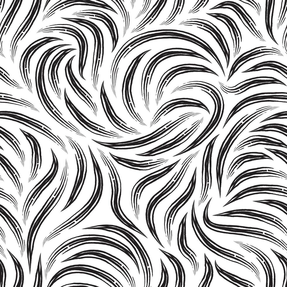 Branching black stripes seamless pattern. Smooth lines monochrome texture for fabrics or packaging. vector