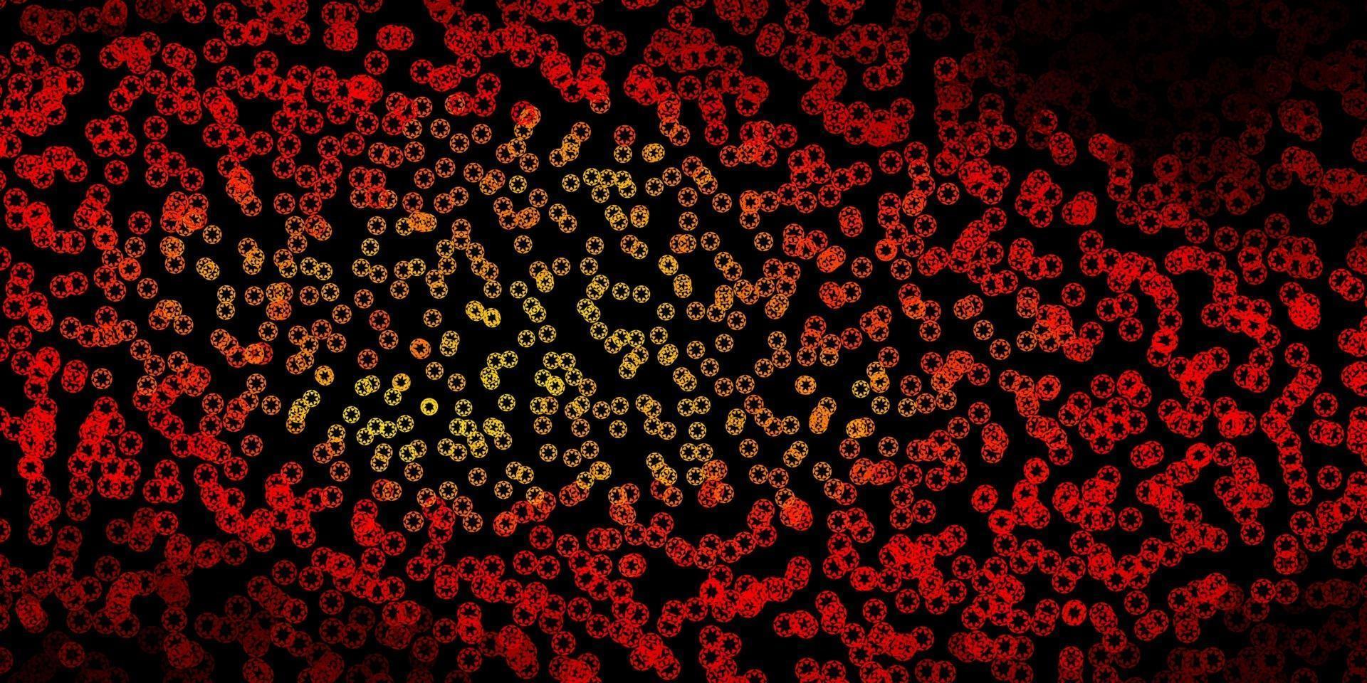 Dark red, yellow vector backdrop with dots.