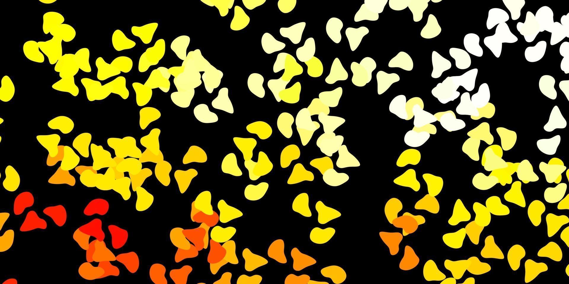 Dark red, yellow vector backdrop with chaotic shapes.