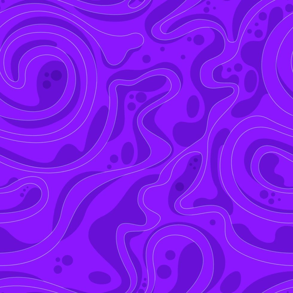 Bright vector texture of violet color from smooth rounded shapes of lines and spirals. Seamless pattern for decorating fabric or wrapping paper