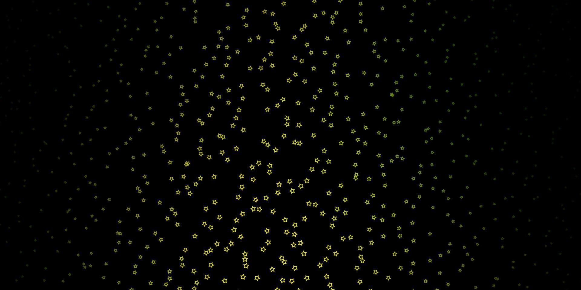 Fondo de vector verde oscuro, amarillo con estrellas pequeñas y grandes.