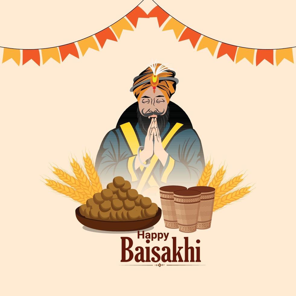 Happy vaisakhi creative illustration and background vector