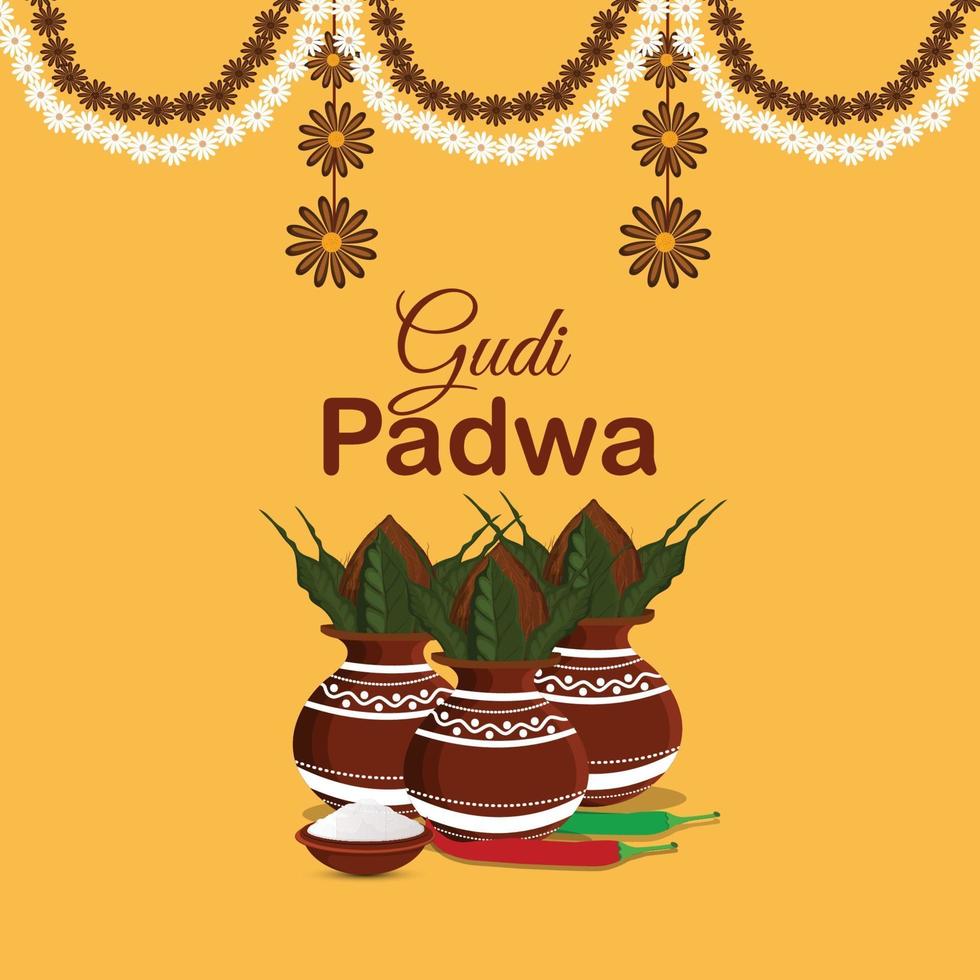 Happy gudi padwa flat design concept and background vector