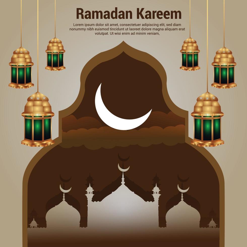 Ramadan kareem islamic festival background with arabic lantern vector