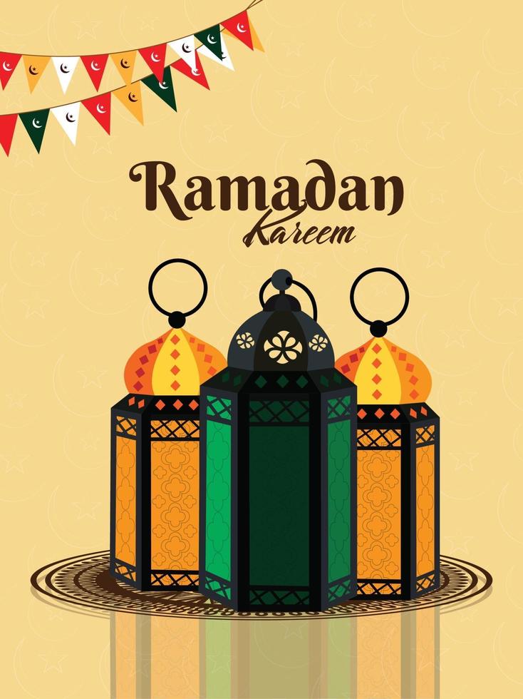 vector realista de ramadan kareem y fondo