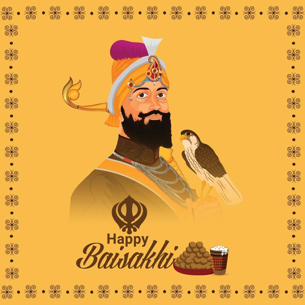 Happy vaisakhi poster with creative drum vector