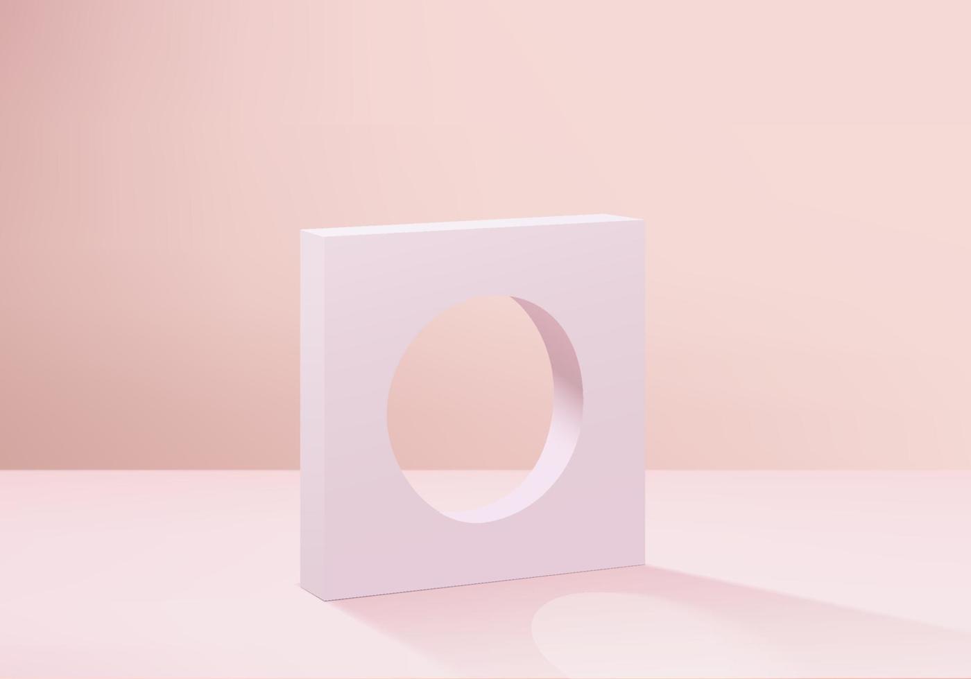 Podio rosa mínimo y escena con vector de render 3d en composición de fondo abstracto, ilustración 3d simulacro de formas de plataforma de forma de geometría de escena para exhibición de productos. escenario para producto en moderno.