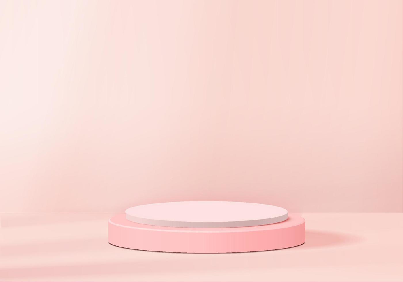 3d display product abstract minimal scene with geometric podium platform. cylinder background vector 3d rendering with podium. stand for cosmetic products. Stage showcase on pedestal 3d pink studio