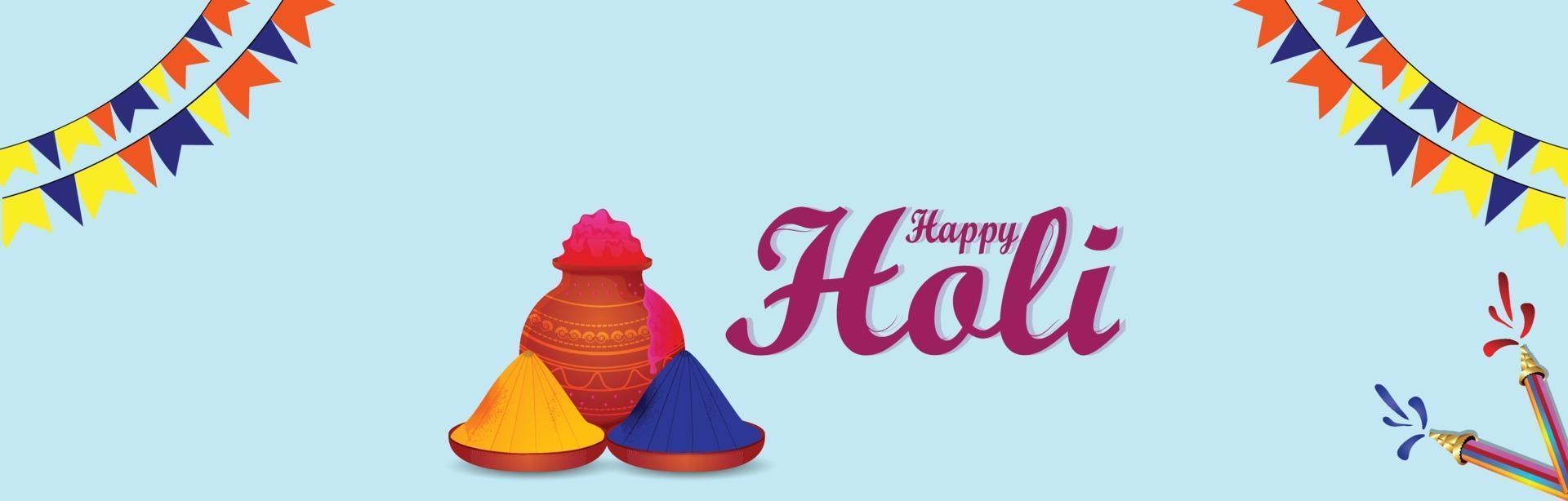 Happy holi celebration banner vector