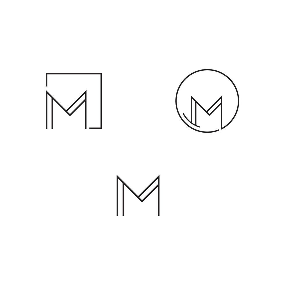 Letter M line logo design.minimal monochrome monogram symbol vector