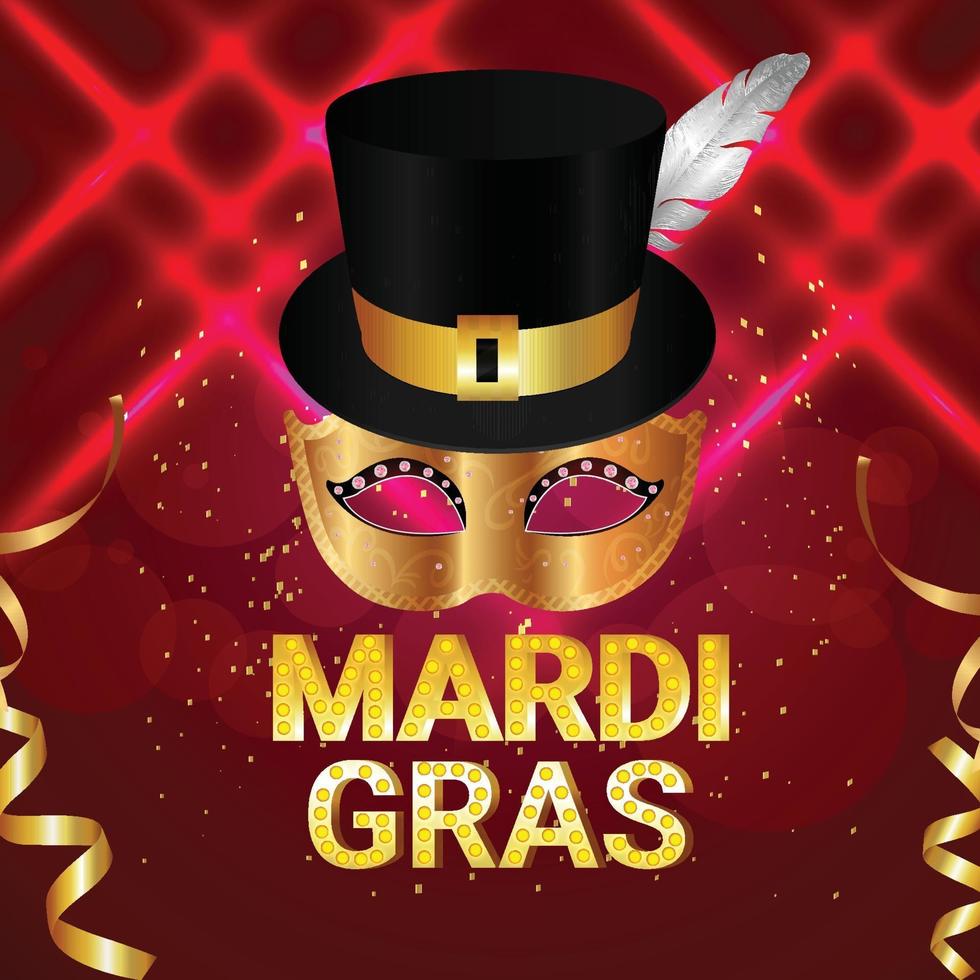 evento brasileño de mardi gras con fuente dorada y máscara dorada vector