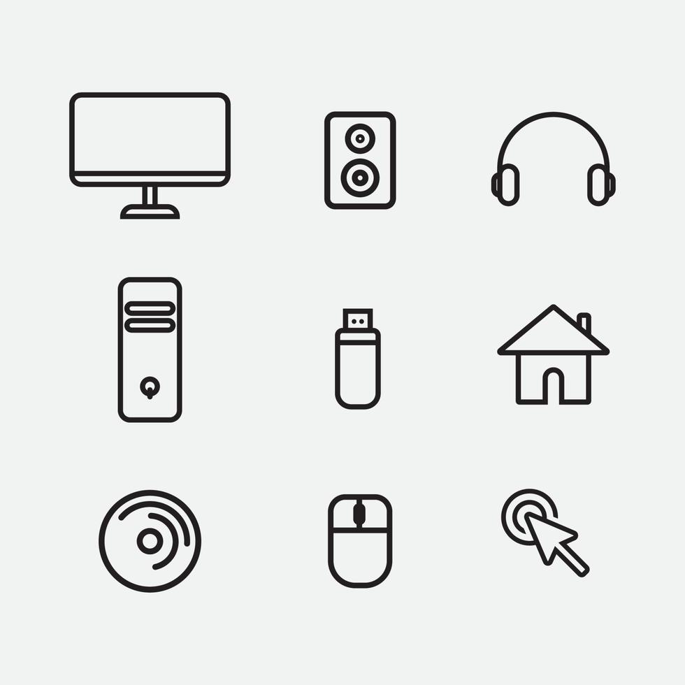 Computer set icon, website, add to presentation slide, document, mobile app, icon set work from home, etc. vector