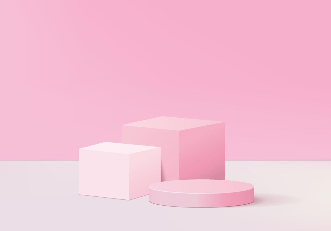 Podio rosa mínimo y escena con vector de render 3d en composición de fondo abstracto, ilustración 3d simulacro de formas de plataforma de forma de geometría de escena para exhibición de productos. escenario para producto en moderno.