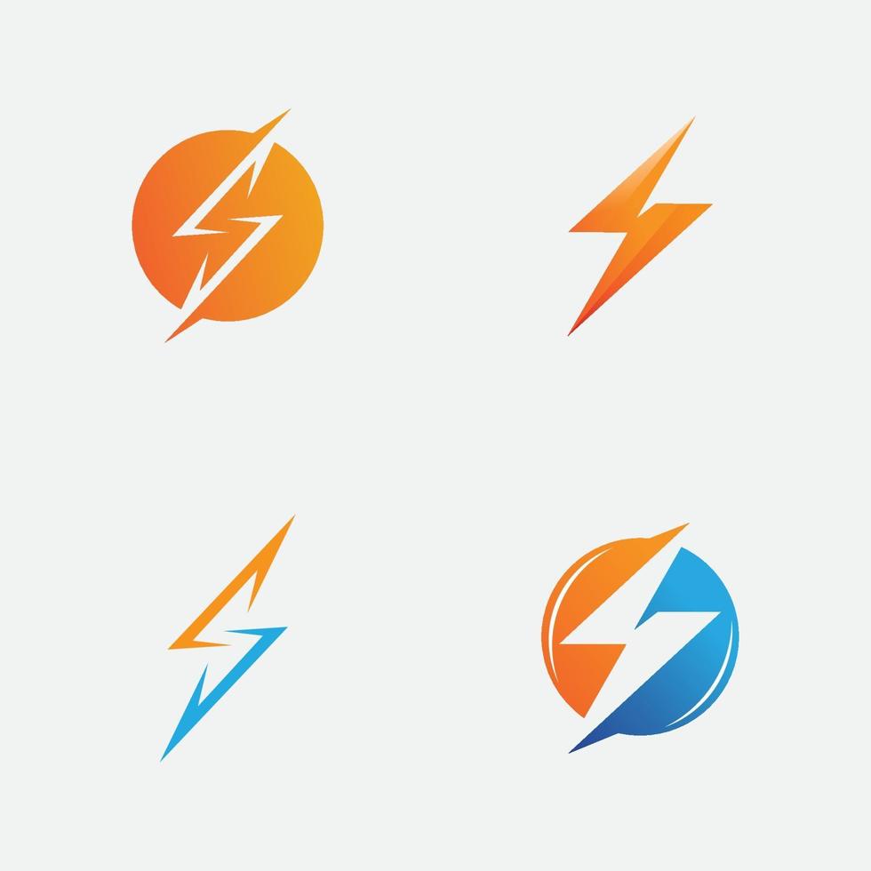 Establecer relámpago, icono de vector de plantilla de logotipo flash