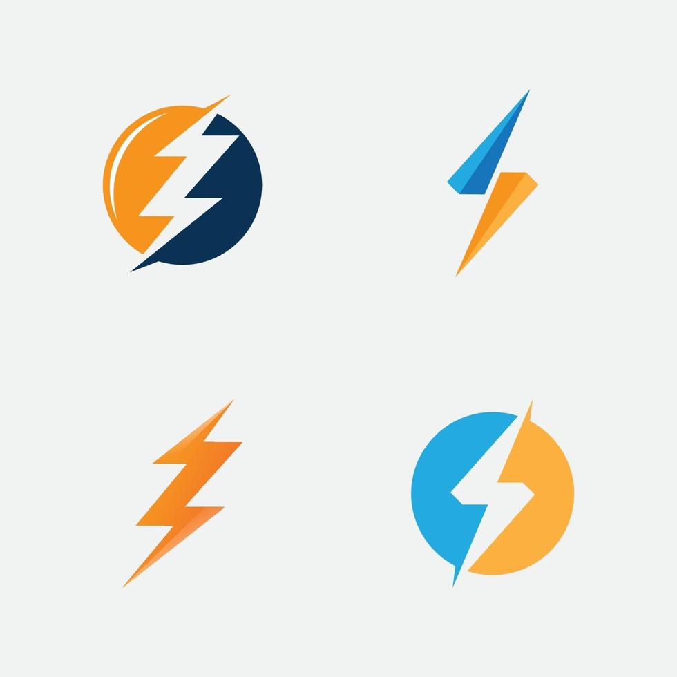 Establecer relámpago, icono de vector de plantilla de logotipo flash