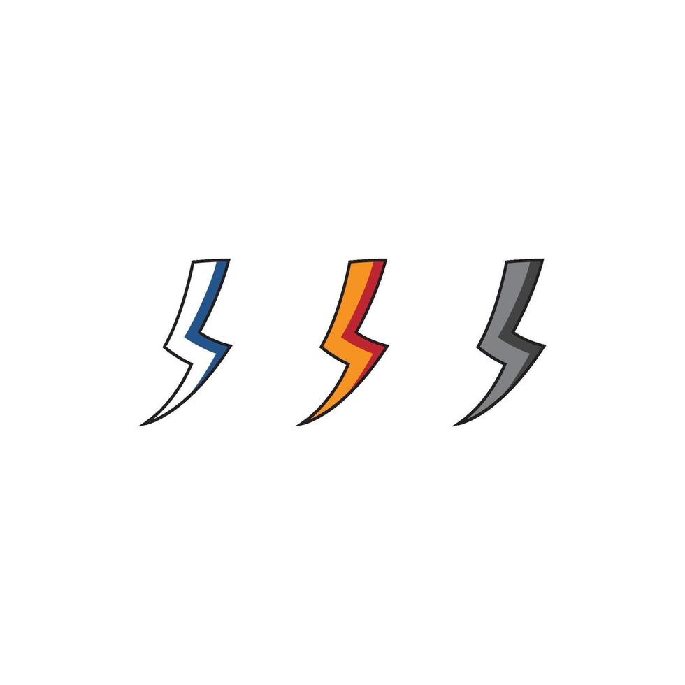 Lightning bolt vector signs, icons isolated over white