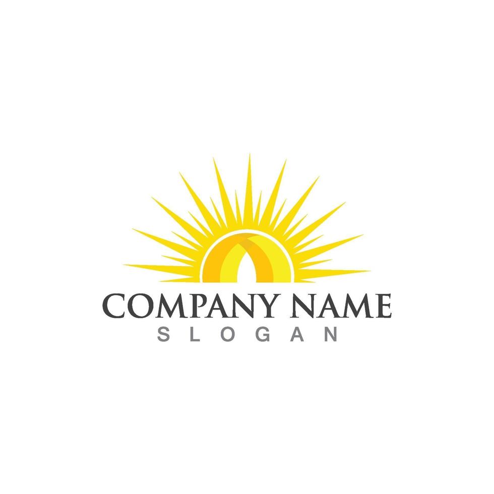 sun Logo Icon Vector Template.Sun over horizon