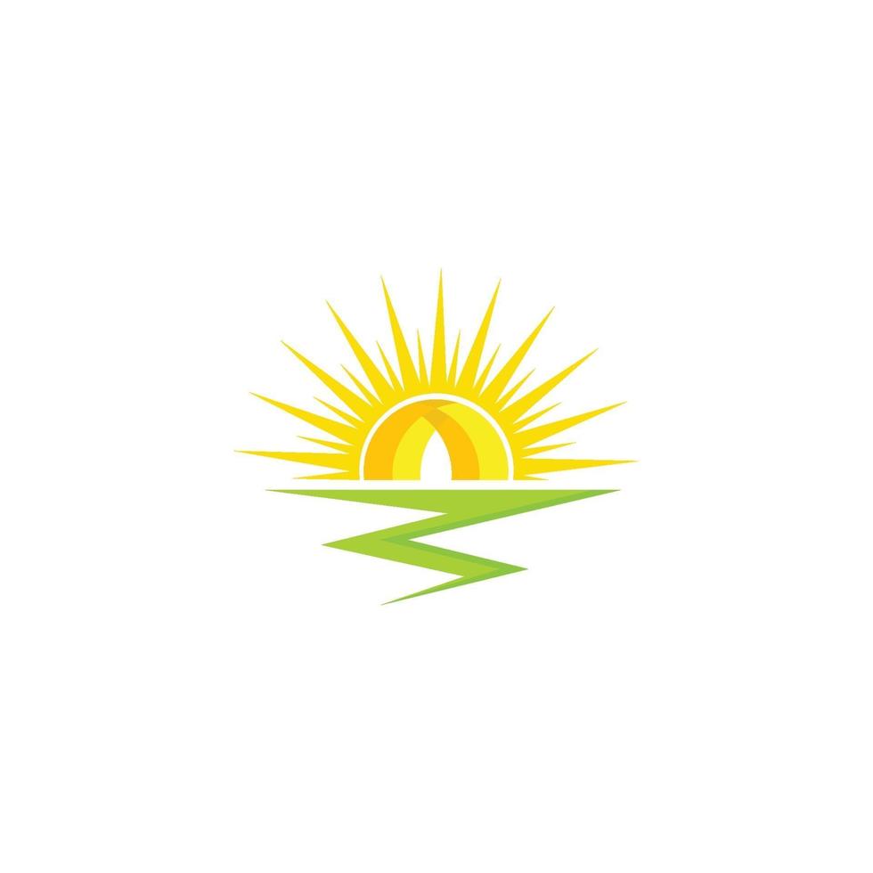 sol logo icono vector template.sun sobre el horizonte