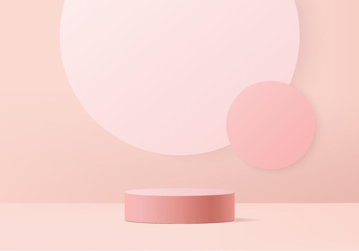 Podio rosa mínimo y escena con vector de render 3d en composición de fondo abstracto, ilustración 3d simulacro de formas de plataforma de forma de geometría de escena para exhibición de productos. escenario para producto en moderno.