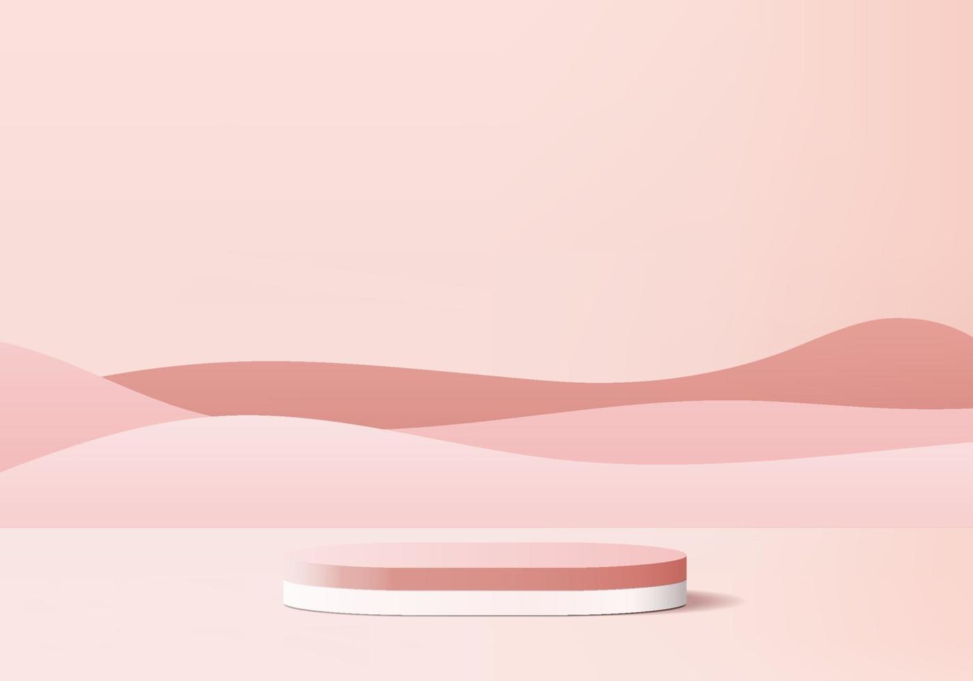 Minimal pink podium and scene with 3d render vector in abstract abackground composition, 3d illustration mock up scene geometry shape platform forms for product display. stage for product in modern.