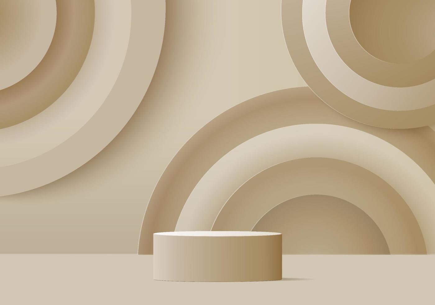 cilindro escena mínima abstracta con plataforma geométrica. Representación 3d del vector del fondo del verano con el podio. Stand para mostrar productos cosméticos. escaparate de escenario en pedestal moderno estudio 3d beige pastel