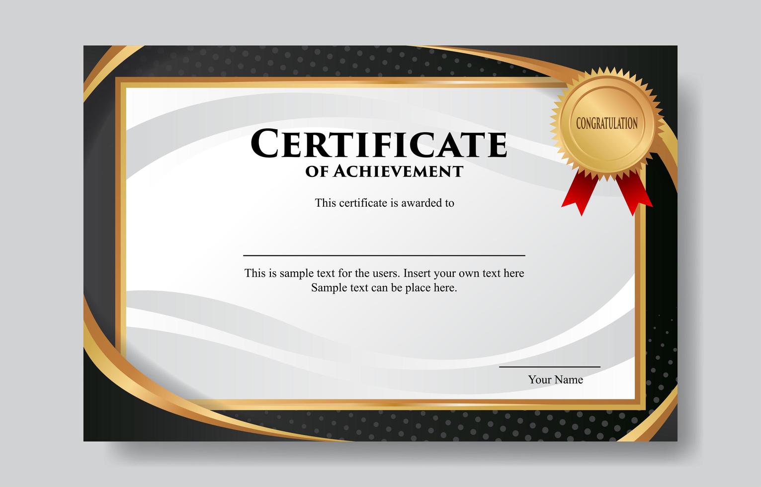Black Gold Certificate Design Template vector