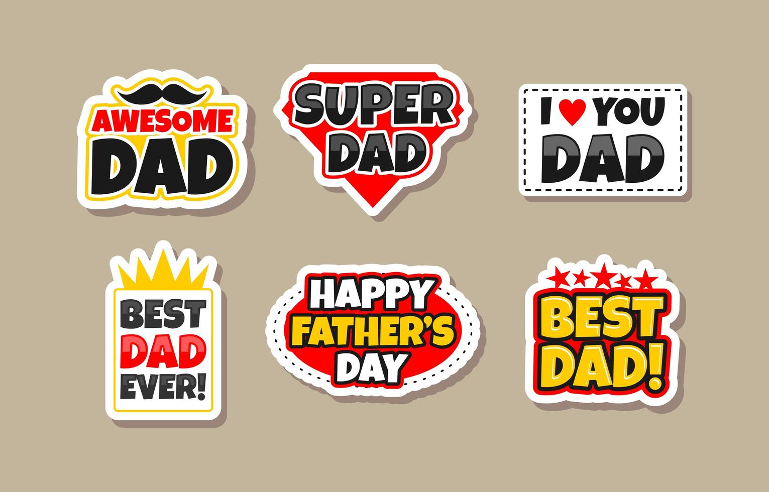 Happy Fathers Day Sticker Set Collection vector