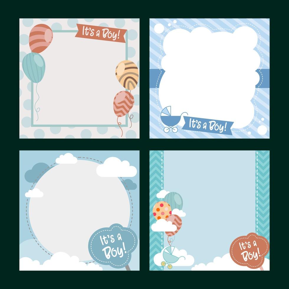 Cute Baby Shower Card Template Set vector