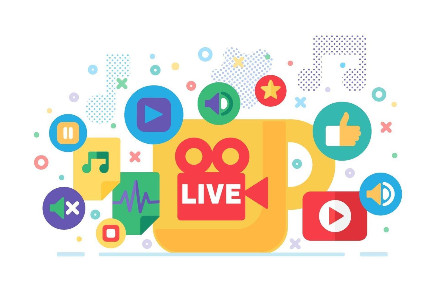 Social Live Production. Live Stream Icon. Playing symbol vector