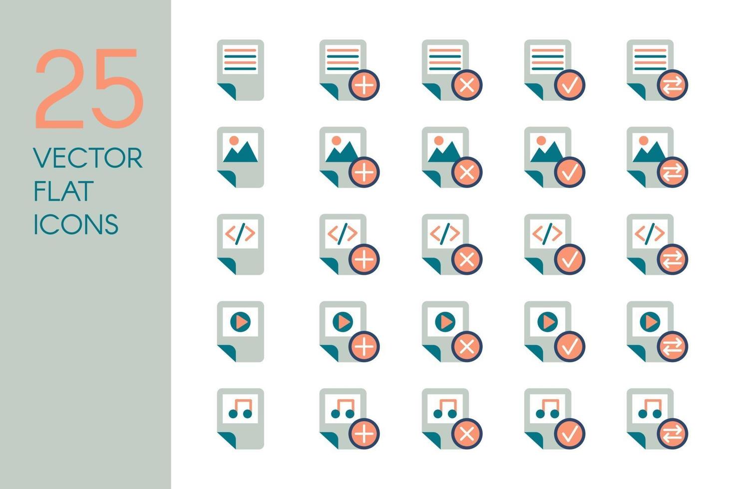 Document Files Icons Set vector