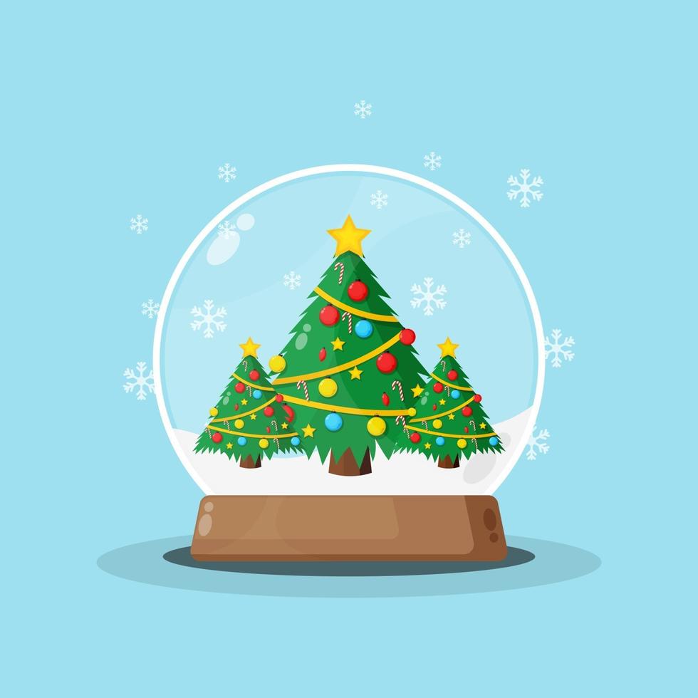 bola de nieve de navidad con arbol de navidad vector