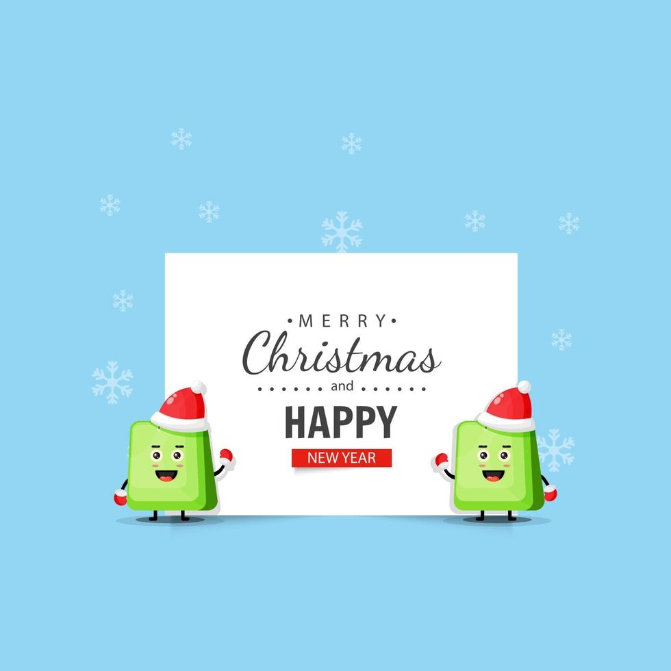 Cute bag mascot with Christmas and New Year wishes vector