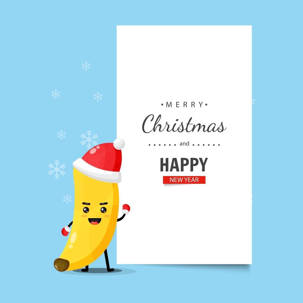 Cute banana mascot with Christmas wishes vector