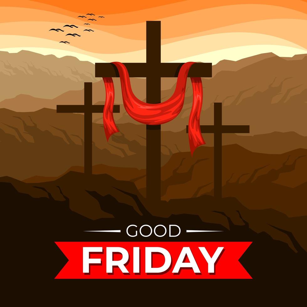 Good Friday Illustration with Crosses vector