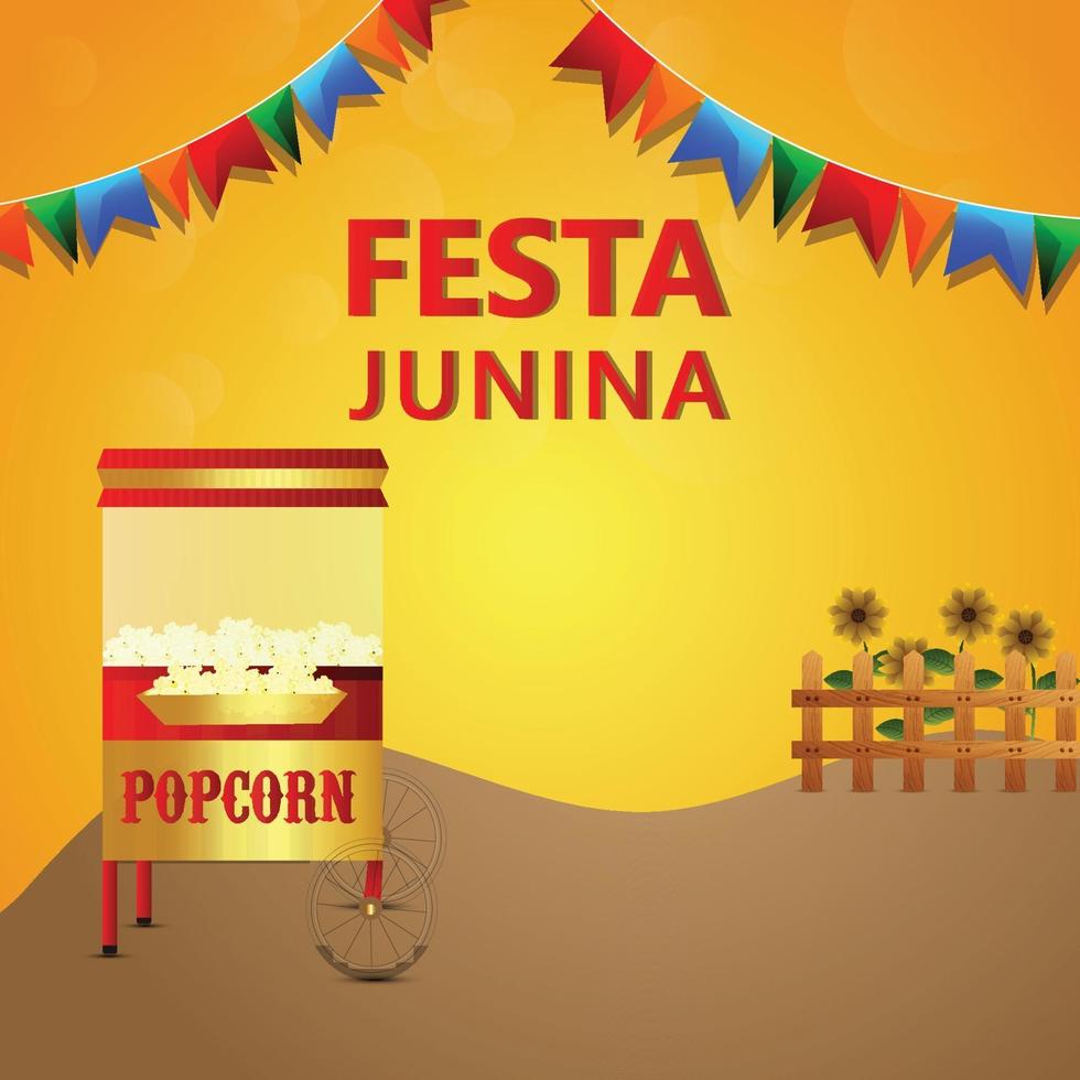 Festa junina brazil festival invitation card with creative iilustration vector