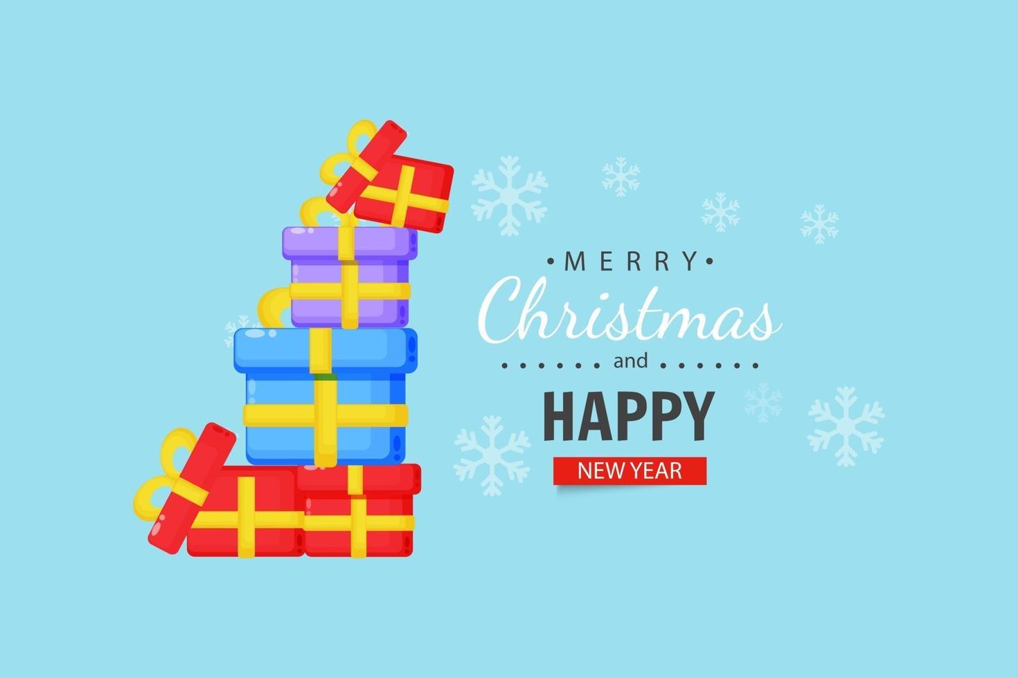 Stack of gift boxes with Christmas wishes vector