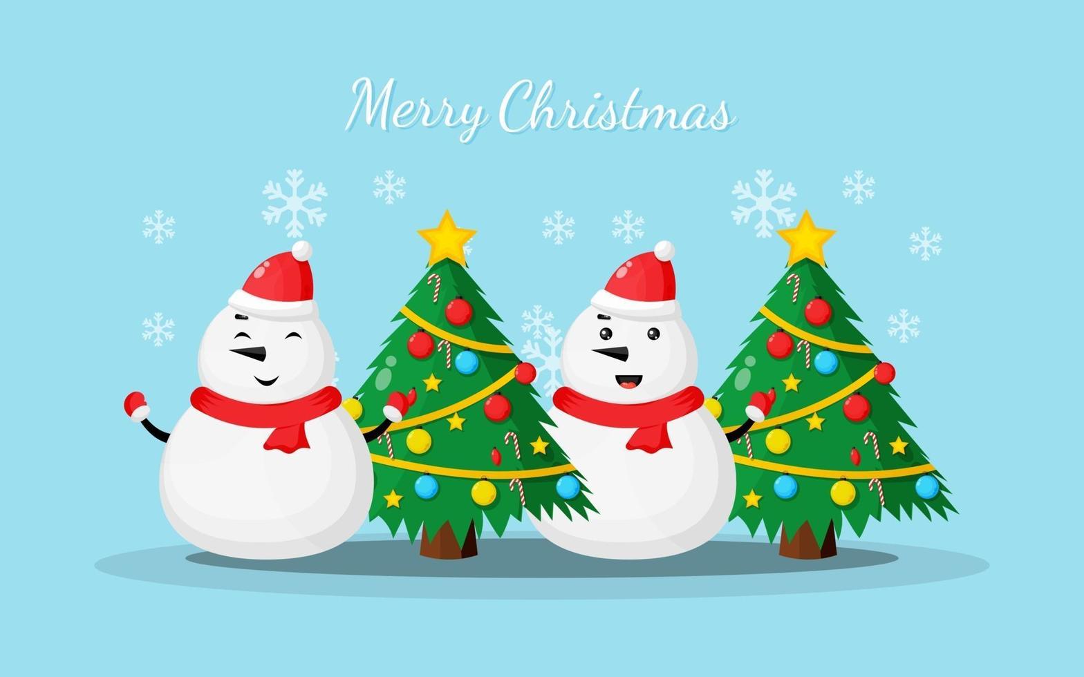 Illustration of snowman saying Merry Christmas vector