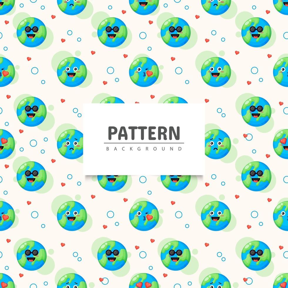 Earth with emoticon seamless pattern vector