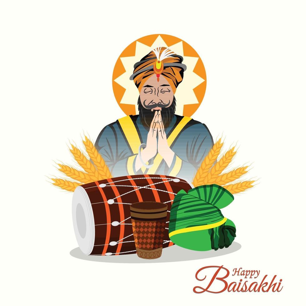 Vector illustration of happy vaisakhi , sikh festival celebration background