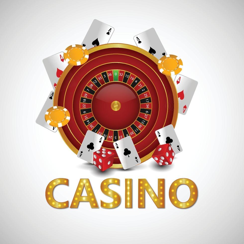 Vector casino gambling game with casino roulette and luxury background