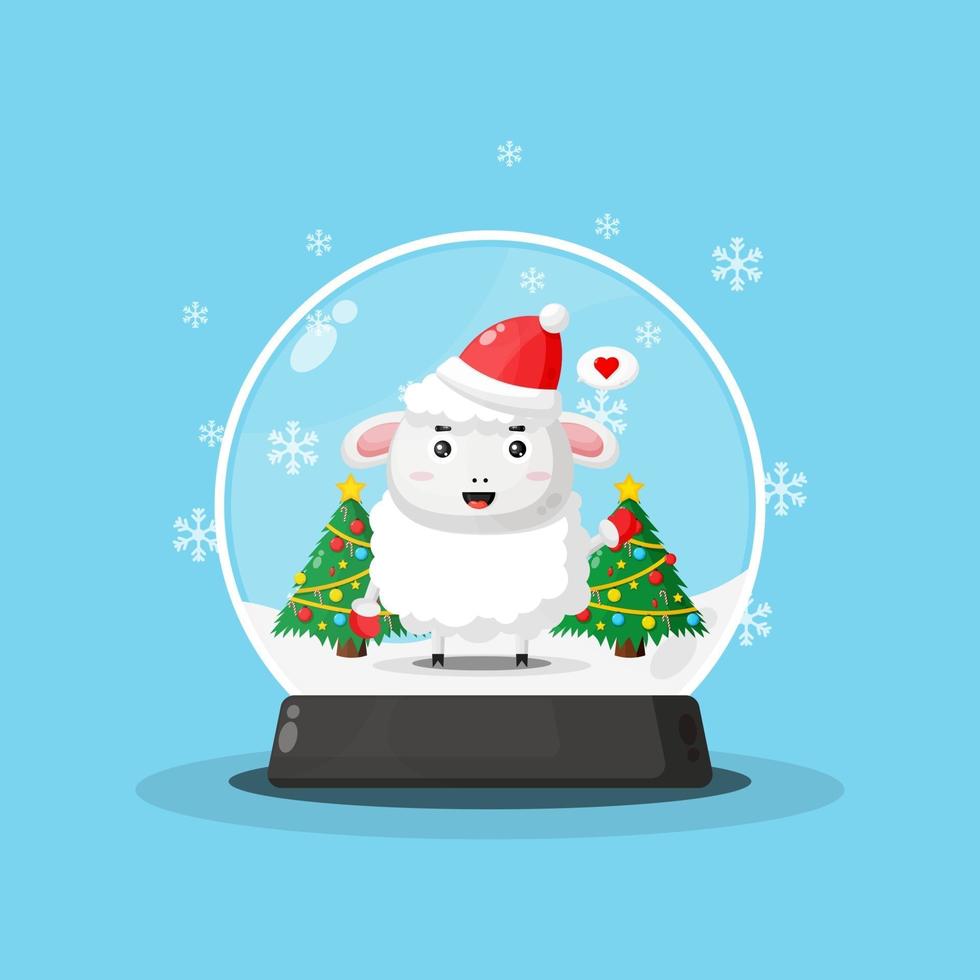 Cute sheep in a snowglobe vector