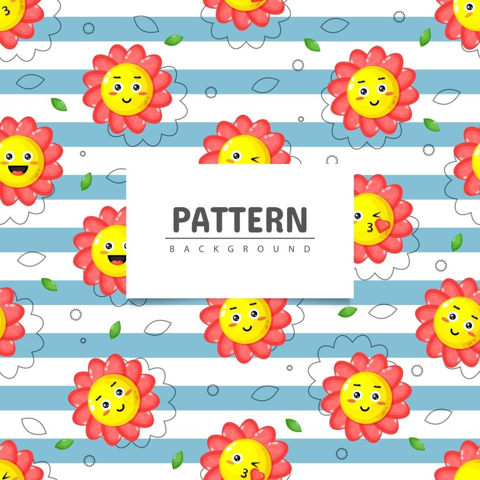 Cute smiling flower, seamless pattern design vector